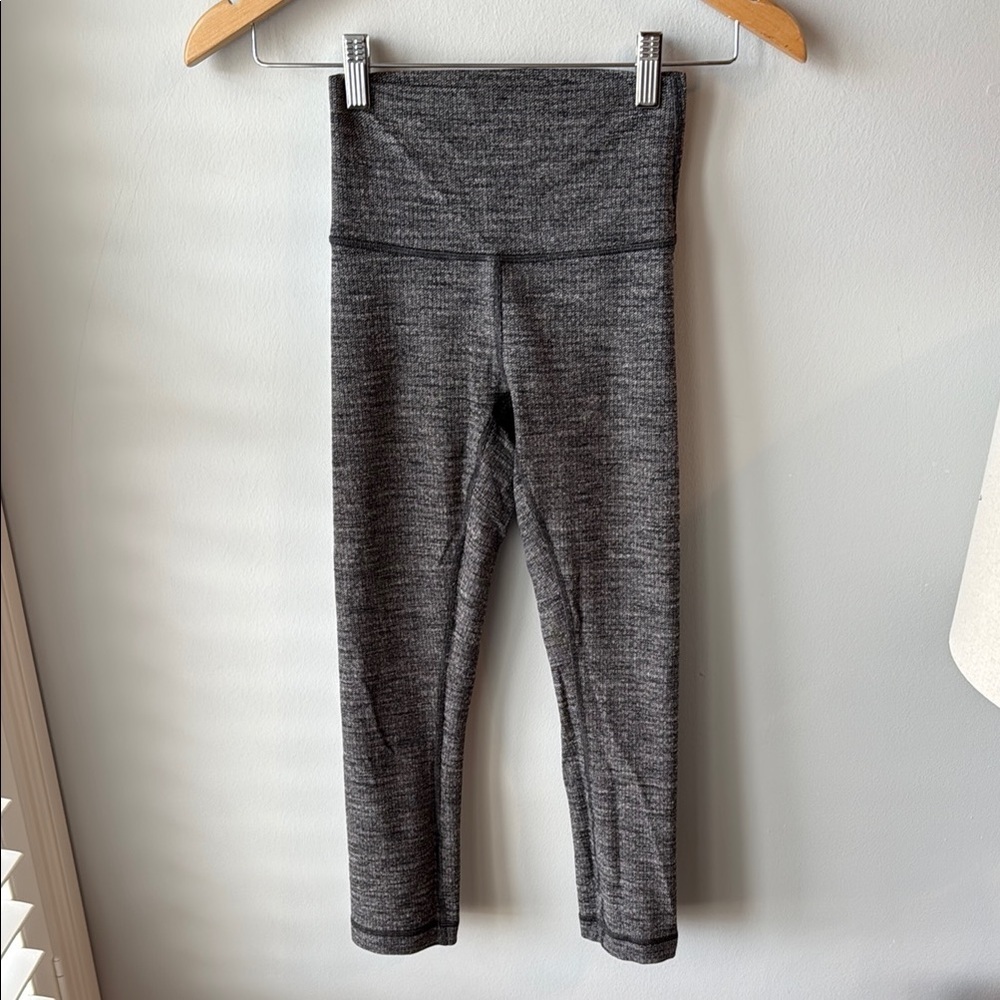 Lululemon Wunder Train High Rise Crop in‎ Textured Grey Black